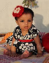 Asian baby girl with strange expression