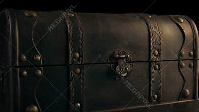 Wooden Chest Old Antique Moving Shot