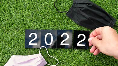 Concept of continued pandemic situation, Covid-19 omicron. 2021-2022 change