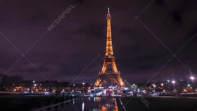 Beautiful timelapse of the famous Eiffel Tower in Paris, France