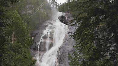 View of Shannon Falls and water rushing down the canyon