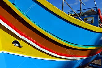 Fishing Boat on the Dock at the Harbor of Marsaxlokk, Malta