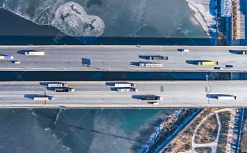 Aerial view of Haihe Bridge in Tianjin Binhai New Area