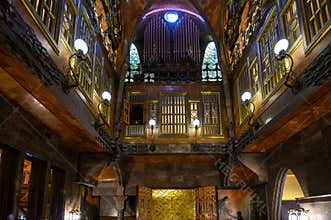 Interior of The Palau Guell in Barcelona, Spain