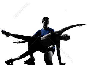 Couple woman man exercising workout