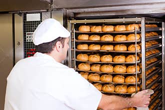 Baker in his bakery