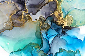 Modern hand painted artwork of abstract transparent alcohol ink background. Art for design