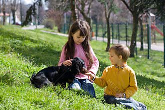 Children with Dog