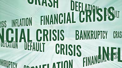 4k Terms related to the financial crisis loop video. Animated text