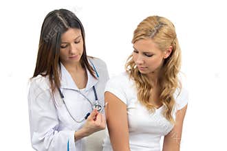 Doctor making insulin or flu vaccination shot