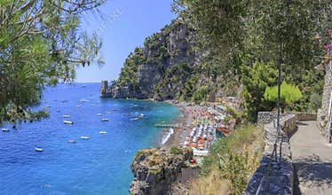 Summertime sescape: Amalfi Coast Costiera Amalfitana.The best beaches in Italy:Positano seaside Campania.