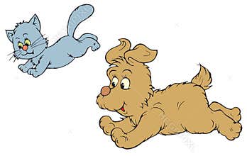 Cat and Dog (vector clip-art)