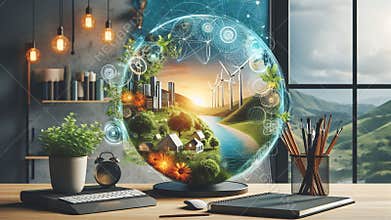 modern eco friendly lifestyle with green energy solutions