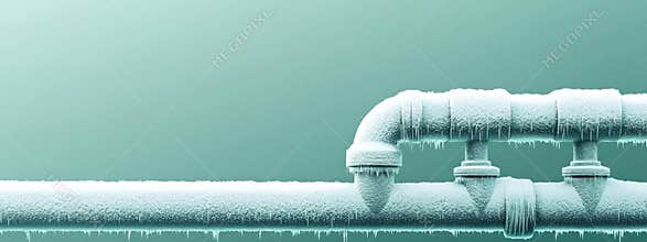 Light green background with icy pipes and snow patterns