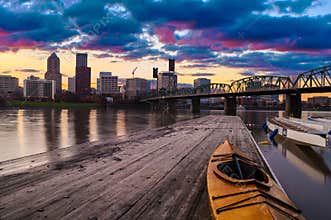 Sunset Landscape of Portland, Oregon, USA.