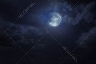 Night starry sky and moon