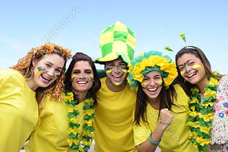 Brazilian soccer fans commemorating.