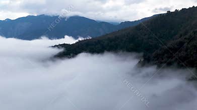 Timelapse through the cloudscape in mountains