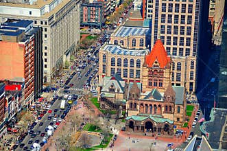 Trinity Church with Boston traffic