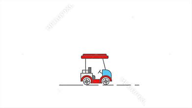 4k footage golf car animation 2d hd video minimalist