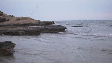 Deserted rocky beach in the Mediterranean Sea