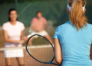 Mixed doubles tennis game