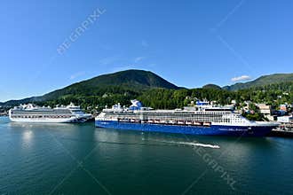 Two Luxury Cruise Ships Docked in Ketchikan, Alaska