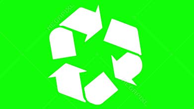 Lofi 16 seconds spinning clockwise recycle symbol on vibrant green background HD video
