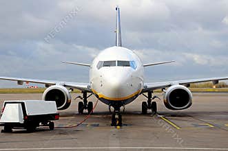 Boeing 737-800 parked, England.