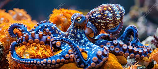 Octopus Resting on Coral