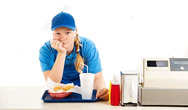 Bored Teen Fast Food Worker