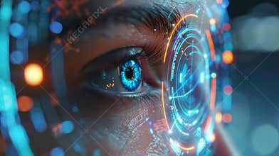 A visualization of an advanced biometric authentication system which uses a combination of facial recognition