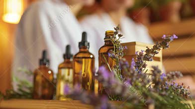 A couple receives a private lesson on the use of natural herbs and essential oils in sauna therapy enhancing the