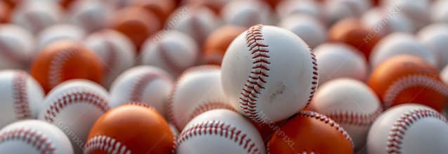 Close-Up of Baseball Balls in a Pile