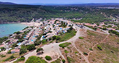 Drone video of the Bay of Montgo on the Catalan Costa Brava with Torre de Montgo