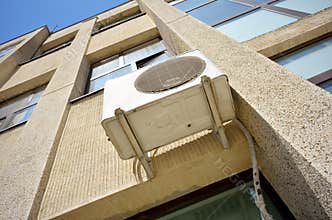 Air conditioning device on the building wall