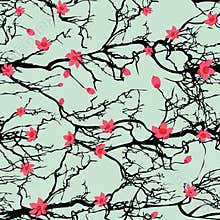 Seamless tree pattern. Japanese cherry blossom
