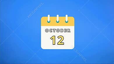 October 12 Digital Date Featuring Calendar on a Blue Background