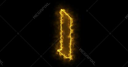 Neon I alphabet on black background.
