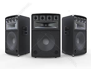 Large Audio Speakers on White Background