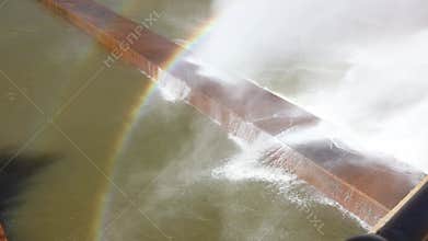 Huge water spray as water is released from dam