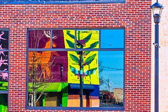 Reflection in Local Business Window in Springdale, Arkansas