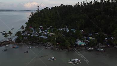 Philippine Paradise: Aerial Drone Views of Stunning Sunsets, Sunrises, and Tropical Beaches with Palm Trees