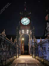 Eastgate Clock in Chester during a cold winter evening