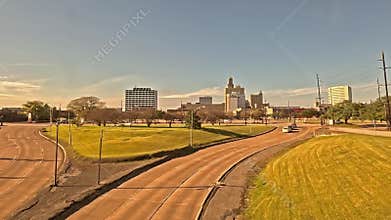 The View From a Train as it Approaches Beaumont in the US State of Texas