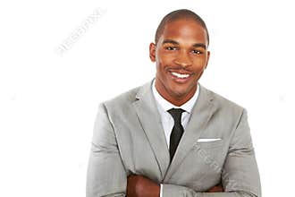 Happy confident african american business male smiling