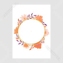 Wreath of fancy flowers. Vector floral frame