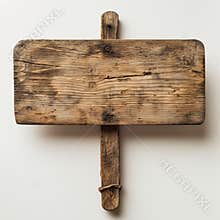 Wooden sign isolated on white.