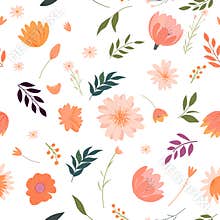 Seamless pattern with abstract flowers. Vector design