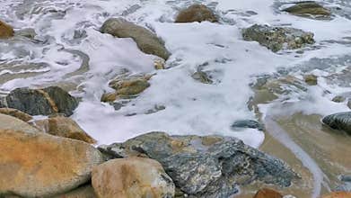 Beautiful rocks cliffs view waves at beach coast panorama Mexico